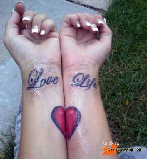 татуировка с надписью Люблю Жизнь на руках