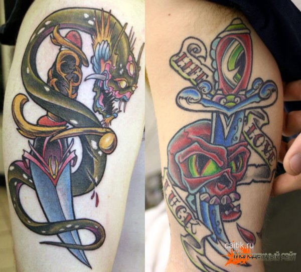 татуировки кинжалы на плече