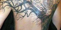 татуировка дерево на спине у девушки