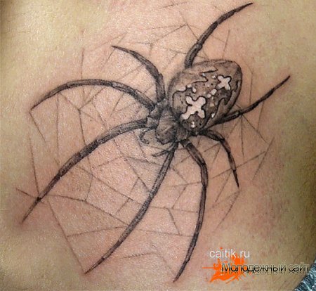 татуировка паука с паутиной
