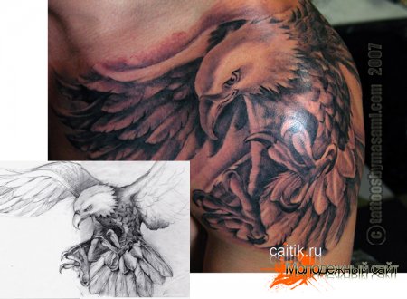 красивая татуировка орла с эскизом