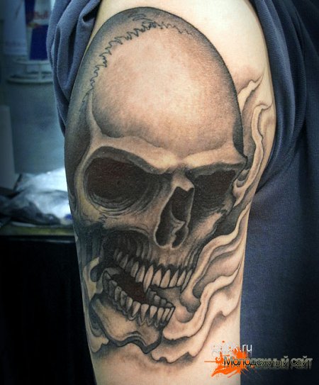 татуировка череп на правой руке