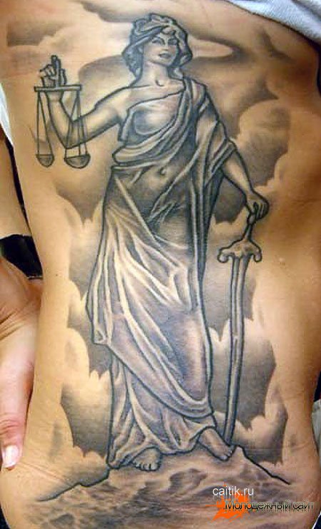 Татуировка Фемида: эскизы с древнегреческой богиней