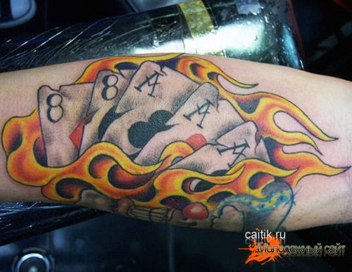 татуировка карты в огне